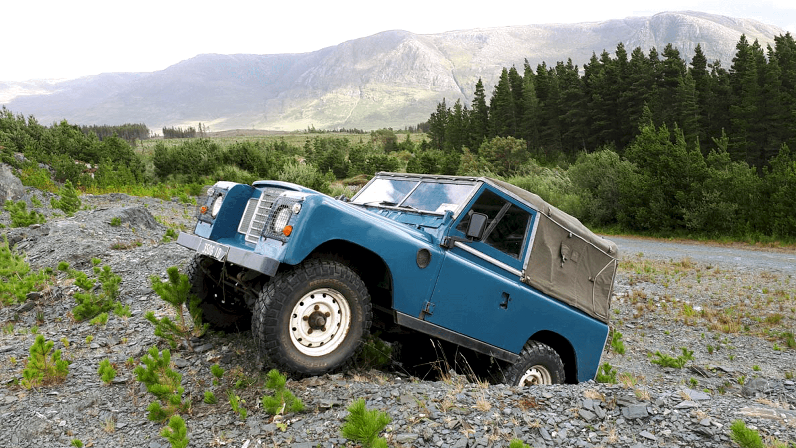 Land Rover driving in quarry